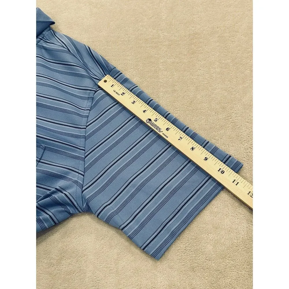Golden Bear Performance Golf‎ Polo Shirt Men's Large Short Sleeve Blue Striped